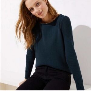 LOFT Emerald Sweater With Scalloped Neckline EUC